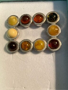 Amber Brooch, tri-color in Sterling Silver